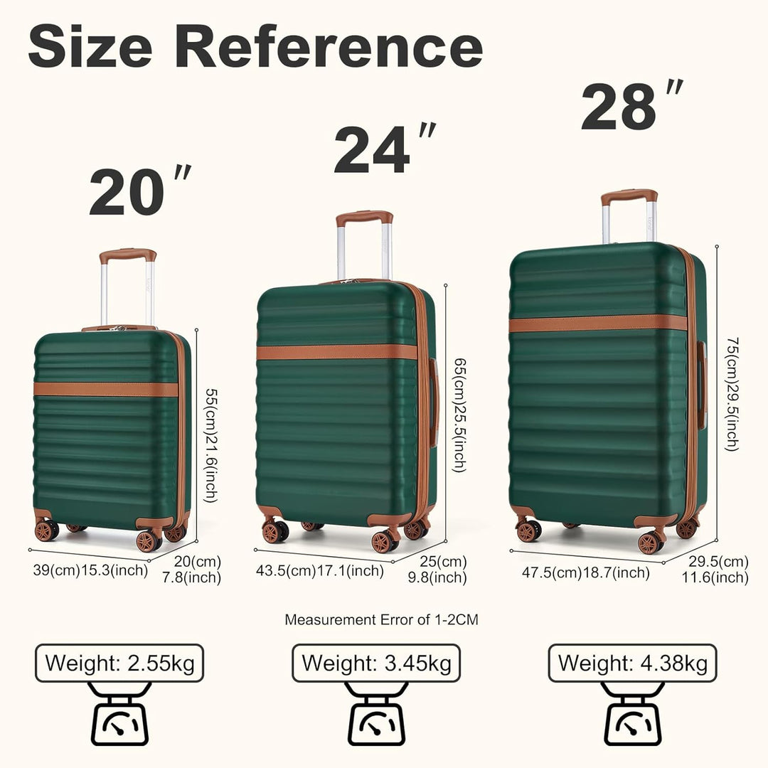 KONO Grosser Koffer Trolley Reisekoffer leicht aus ABS+PC mit 4 Rollen Hartschalenkoffer TSA Schloss
