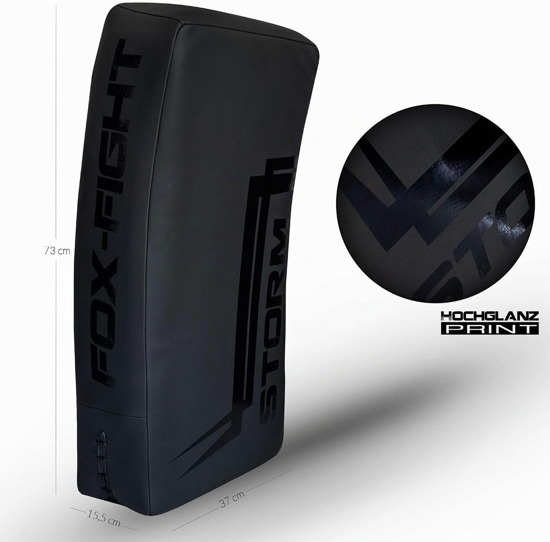 FOX-FIGHT Storm Kick Schlagschild Schlagpolster gekrümmt Pratze Handpratze Boxpratze schwarz matt 73