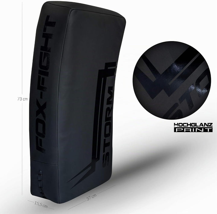 FOX-FIGHT Storm Kick Schlagschild Schlagpolster gekrümmt Pratze Handpratze Boxpratze schwarz matt 73