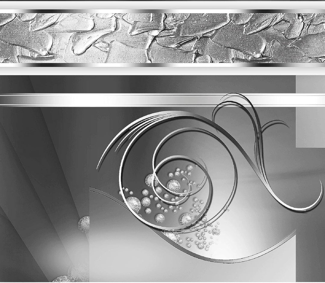 Runa Art Wandbilder Set XXL Abstrakt Wohnzimmer Schlafzimmer Grau Silber 4 Teilig - Made in Germany