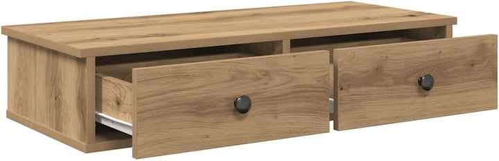 vidaXL Wandregal mit Schubladen, Eiche, handgefertigt, Holz, Wandregal mit Schrank, Aufbewahrungssch