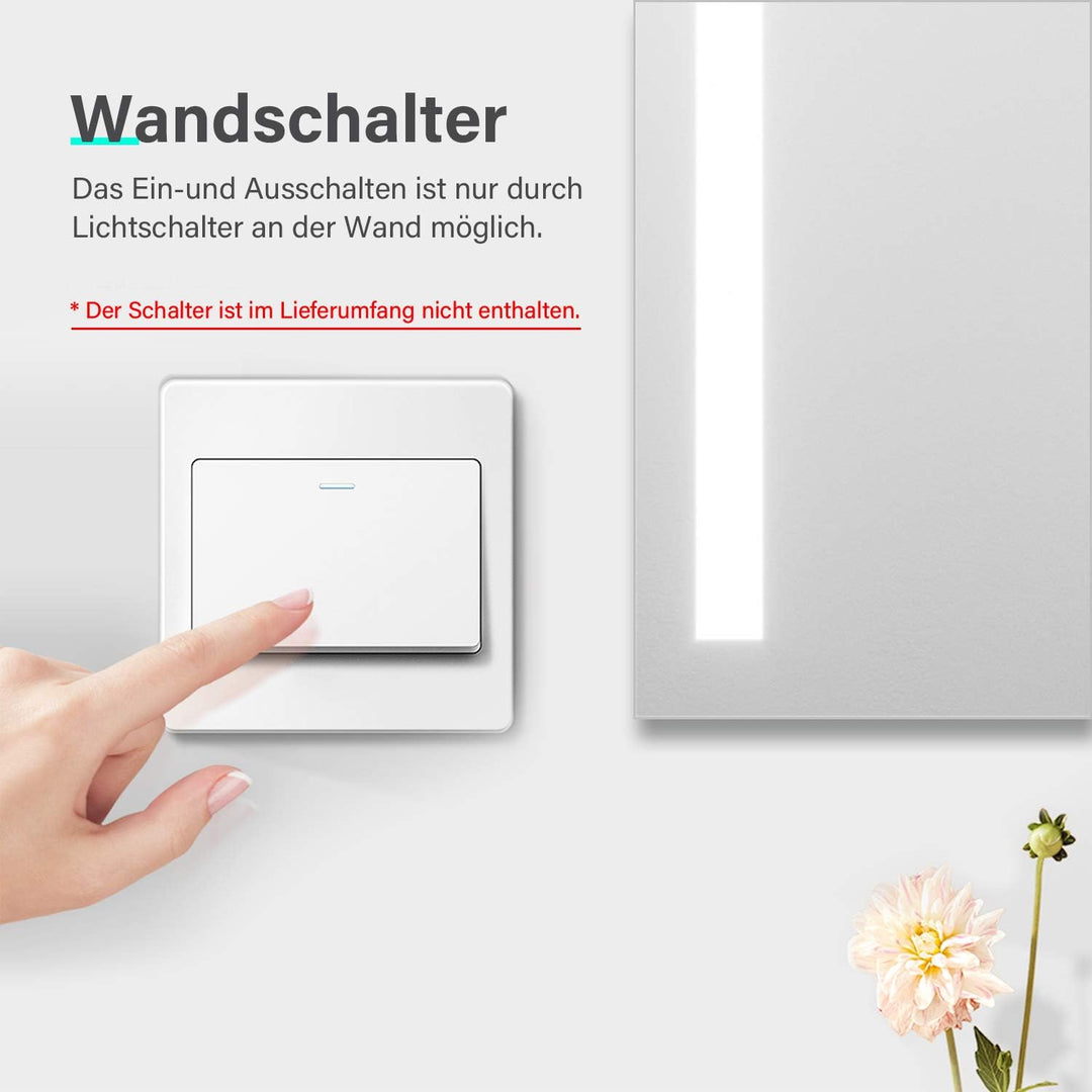 SONNI Badspiegel Lichtspiegel Kupfer/bleifreie Spiegel Wandspiegel 80 x 60cm kaltweiss IP44 energies