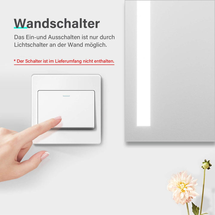SONNI Badspiegel Lichtspiegel Kupfer/bleifreie Spiegel Wandspiegel 80 x 60cm kaltweiss IP44 energies