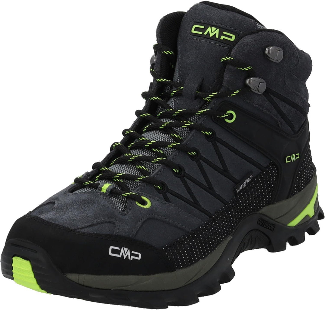 CMP Unisex Kinder Kids Rigel Mid Trekking Shoes Wp Wanderschuhe 40 EU Grau Gelb Fluo, 40 EU Grau Gel