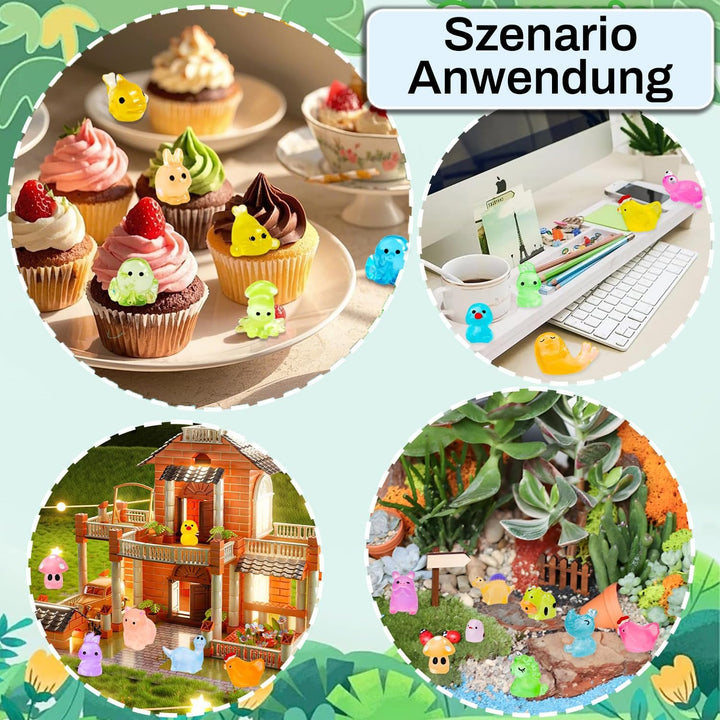 120 Stück Mini Leuchtende Tiere, DIY Micro Landschaft Szenen, Kleine Tierfiguren Winzige Tiere Leuch