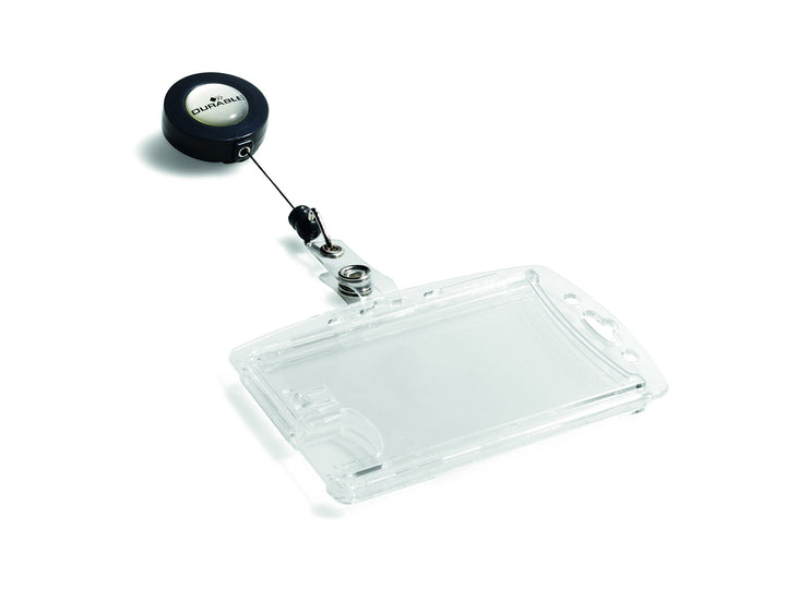 Durable Doppelbox mit Jojo für 2 Betriebs-/Sicherheitsausweise, 10 Stück, transparent, 822419 Für 2