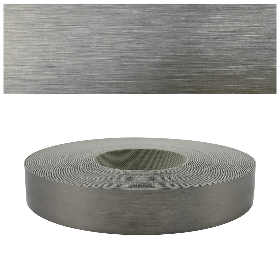 Mprofi MT® Kantenumleimer ABS Stahl Gebürstet | 22 mm x 10 m | Melamin Kantenband mit Schmelzkleber