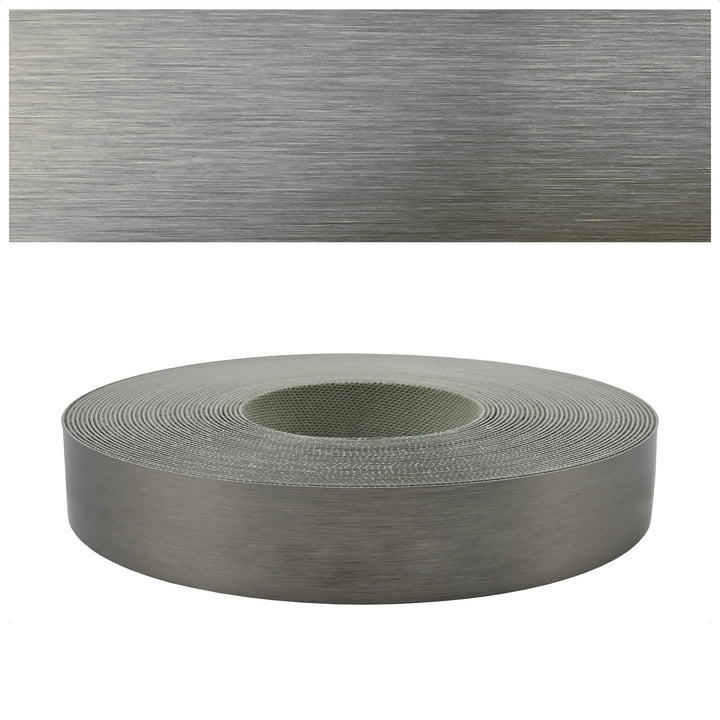 Mprofi MT® Kantenumleimer ABS Stahl Gebürstet | 22 mm x 10 m | Melamin Kantenband mit Schmelzkleber