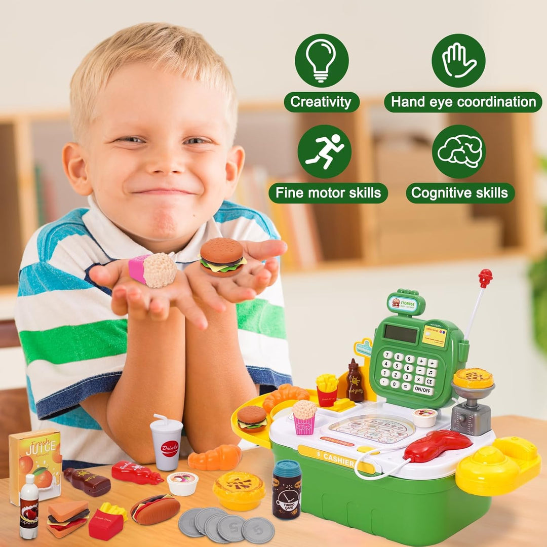 Spielzeug Für Kinder Spielzeug Supermarkt Registrierkasse Mit Scanner, Mit Taschenrechnerfunktion, L
