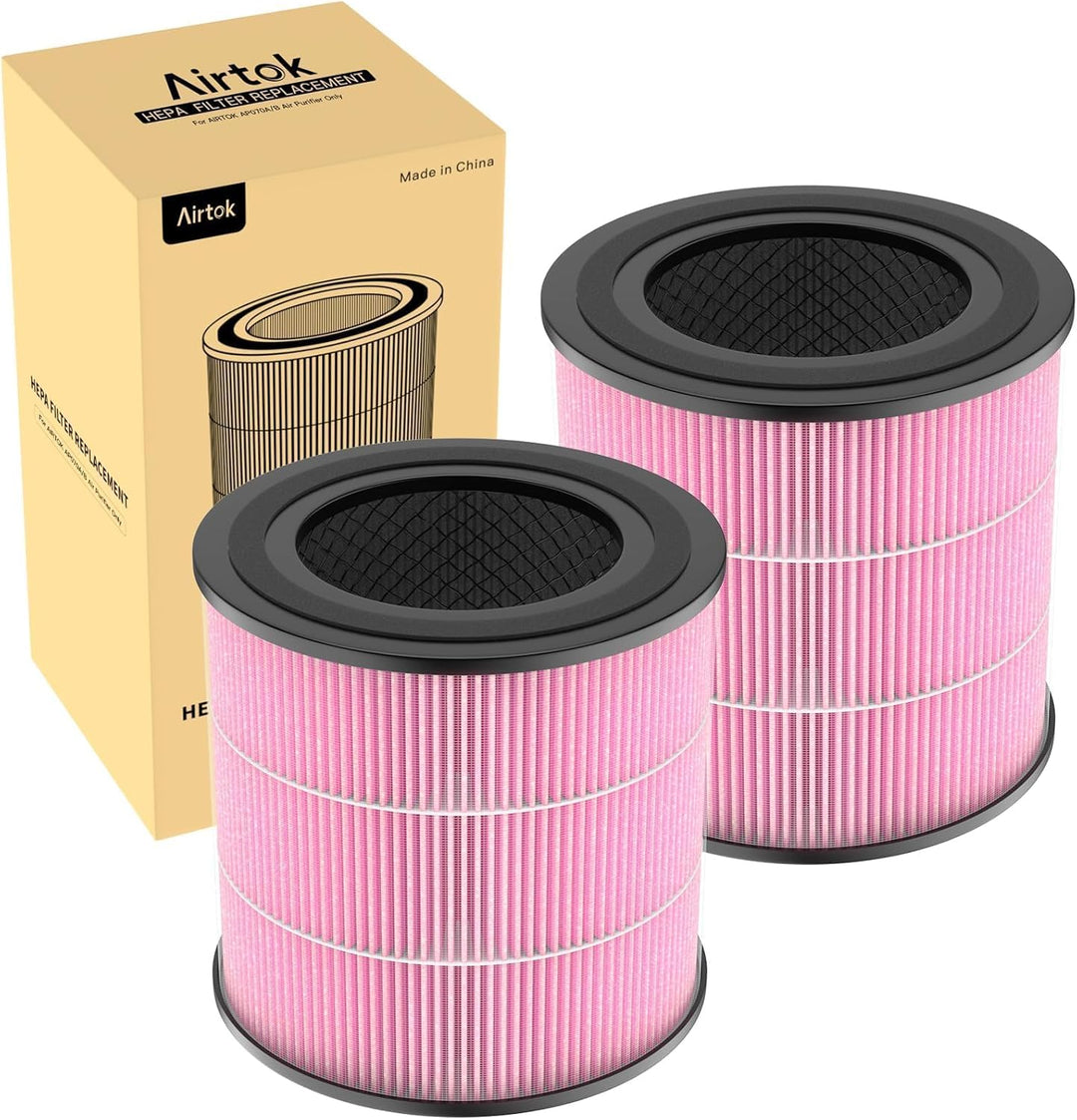 AIRTOK Luftreiniger AP0601 Ersatzfilter 2er Set, 4-Stufiges Filtersystem, H13 True HEPA Filter (Nur