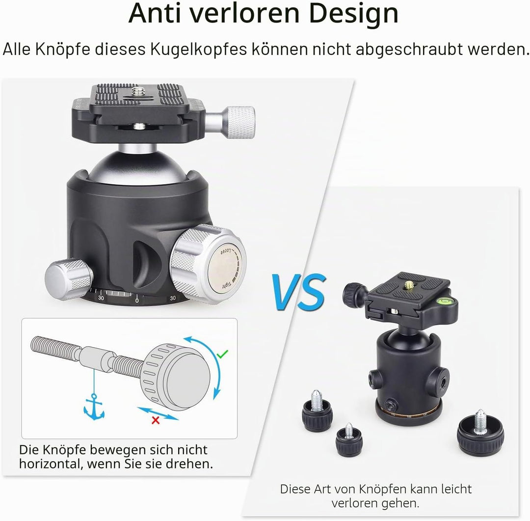 INNOREL N52 Kugelkopf Stativköpfe Tripod Head Niedrige Profile Kugelkopf 360 Grad Drehbarer Durchmes