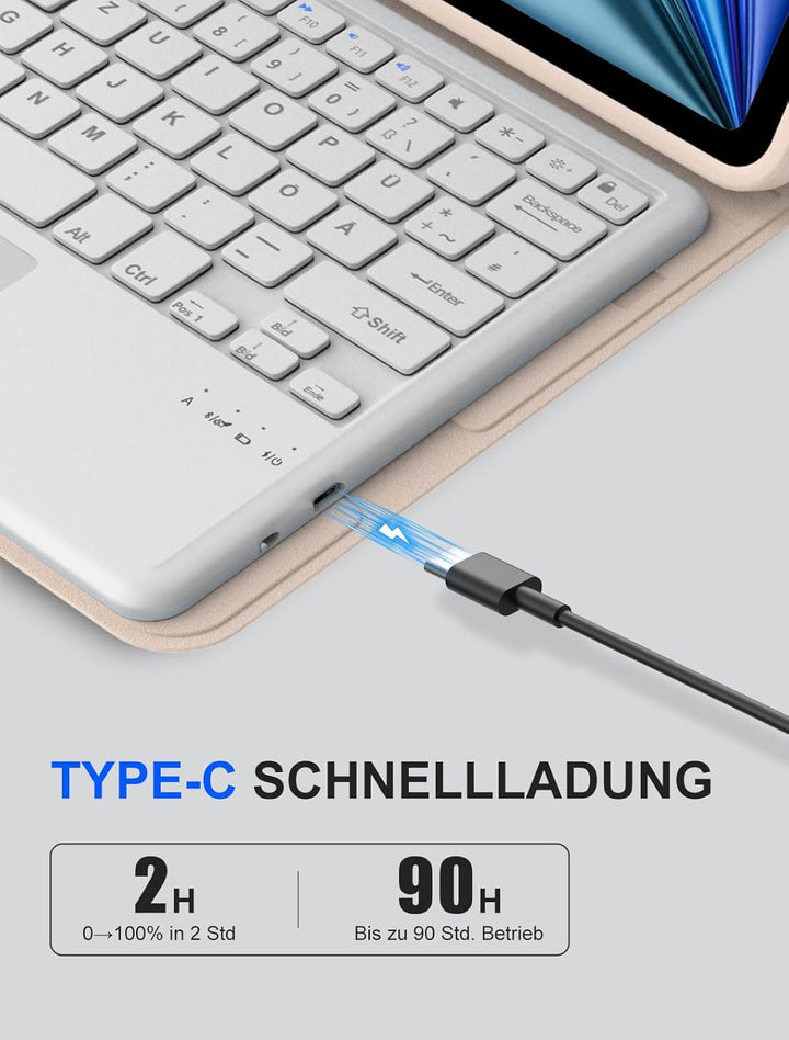 JADEMALL Für iPad Air 13" Hülle mit Tastatur & Touchpad – Kompatibel mit iPad Air 13 (2026 M4/2025 M