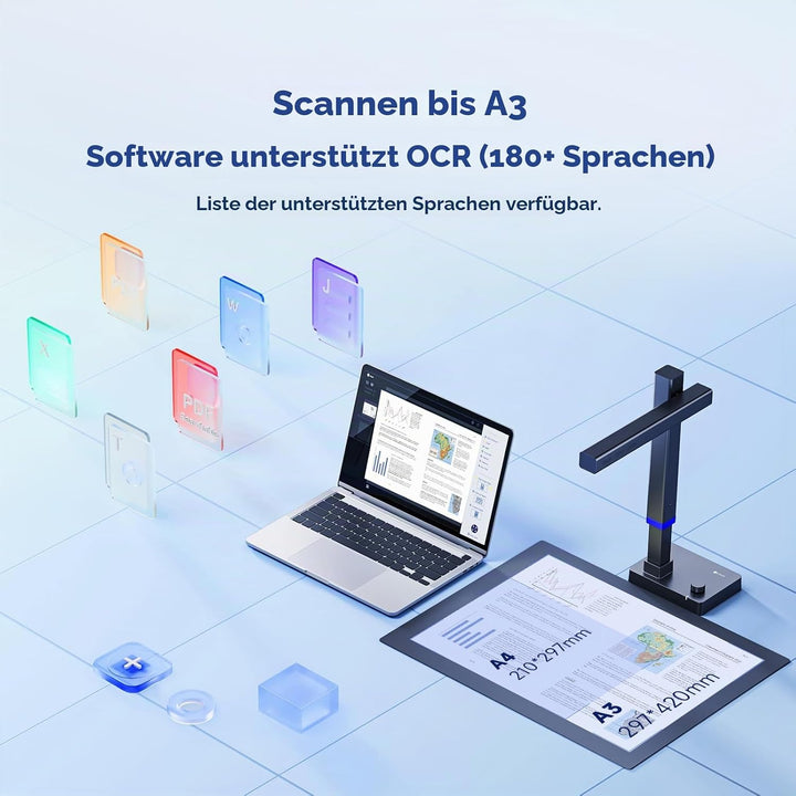 CZUR Shine Ultra Pro 24 MP Tragbarer Dokumentenkamera Faltbarer Dokumentenscanner A3 Buchscanner OCR