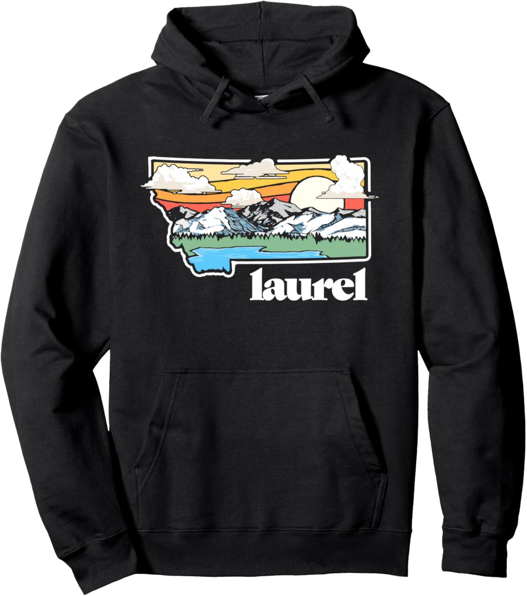 Vintage Laurel Montana Outdoors Retro Mountains & Nature Pullover Hoodie