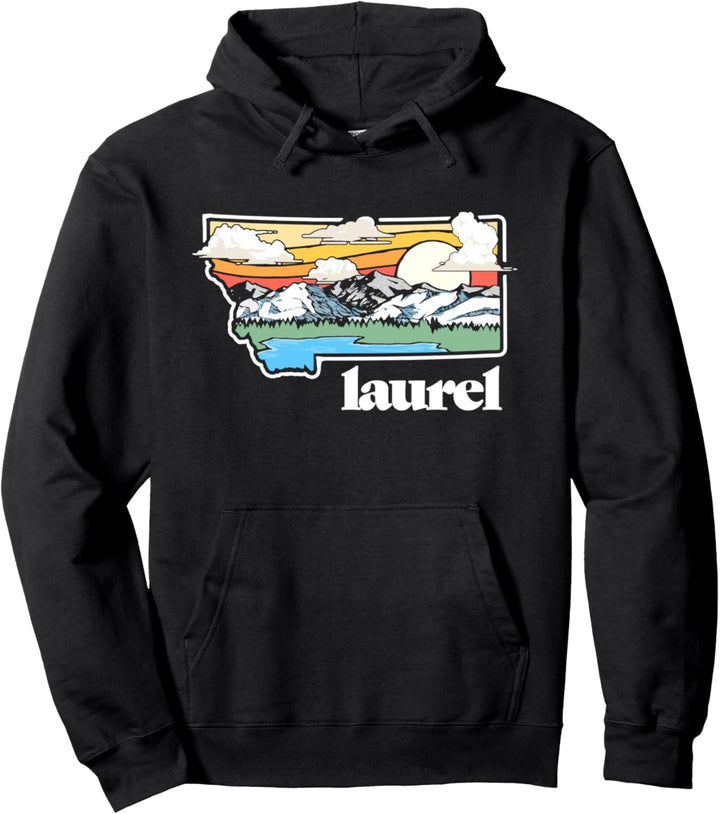 Vintage Laurel Montana Outdoors Retro Mountains & Nature Pullover Hoodie