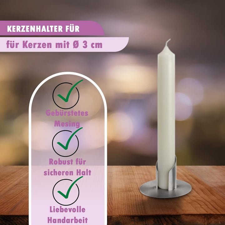 WikaKerzen Kerzenleuchter für Kerzen - Kerzenständer in Silber & Gold gebürstetem Messing Metall - K