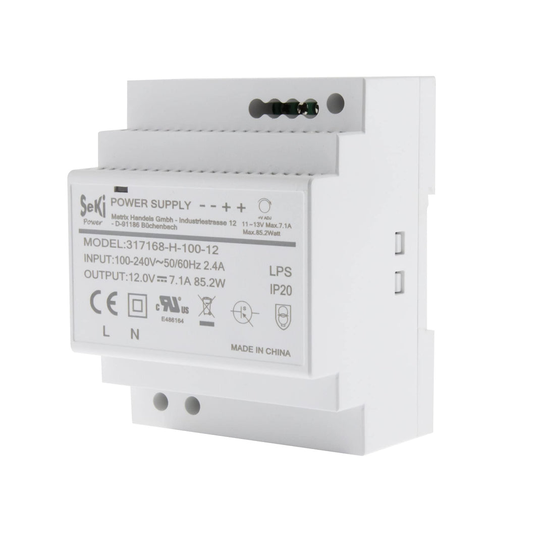 SeKi Hutschienen-Netzteil H-100-12 - 12V - 7,1A - 85W DIN Rail - DIN Schienen Netzteil, 85 Watt (7,1
