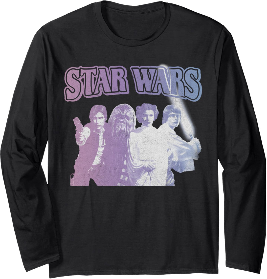 Star Wars Vintage Faded Group Poster Langarmshirt