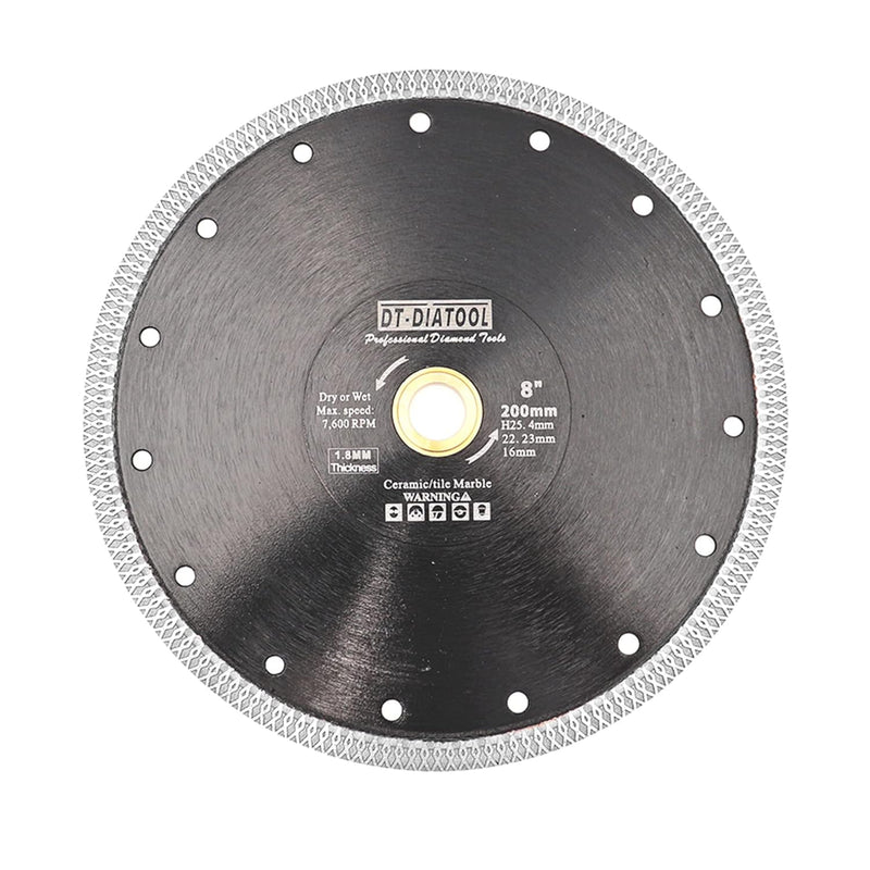 DT-DIATOOL Diamant Trennscheibe 230 mm x 25,4 mm/22,23 mm Sägeblatt mit X Mesh Turbo für Porzellan F