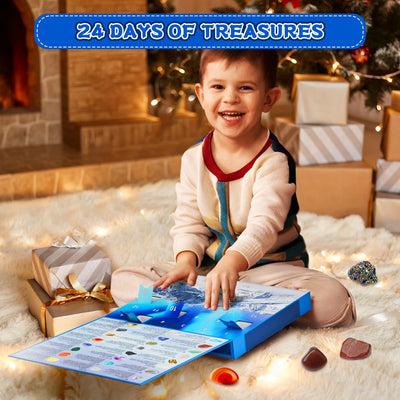 Adventskalender 2024 für Kinder, Excavation Set for Children, Natural Gemstones and Crystals, Minera