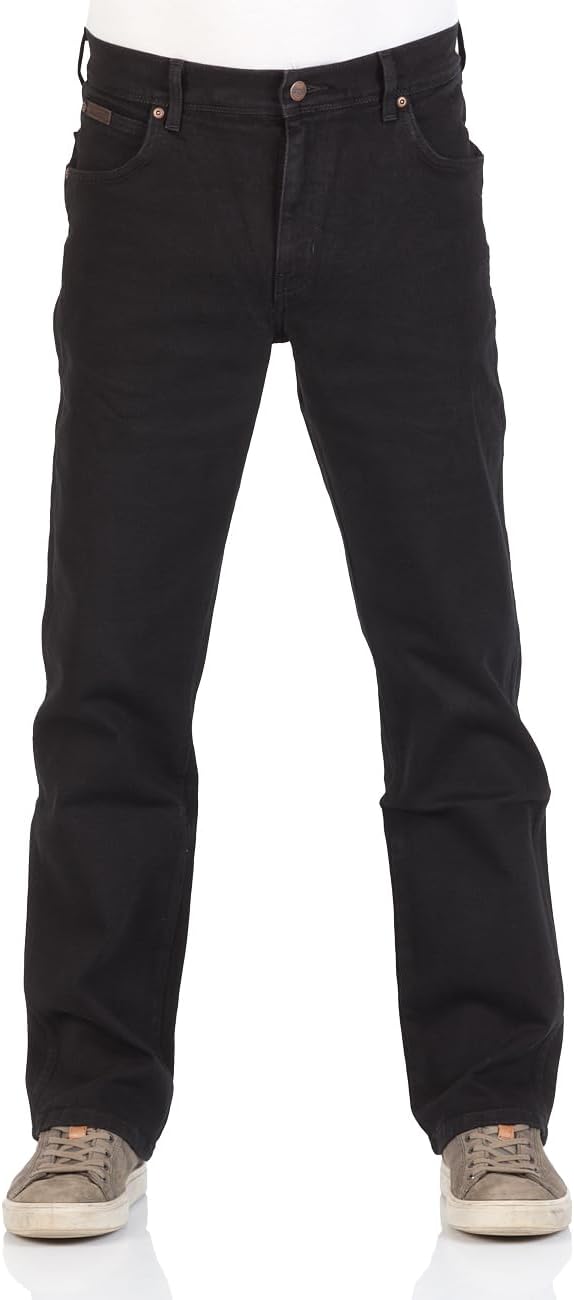 Wrangler Texas Stretch W121XU13M Herren Jeanshosen/Lang, Karotte (Tapered) 32W / 34L Black Overdye,