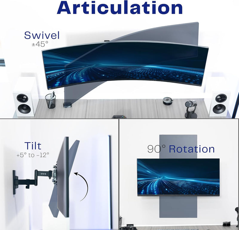 VIVO MOUNT-VW01M Full Motion Wandhalterung für LCD-LED-Fernseher und Computerbildschirme, neig- und