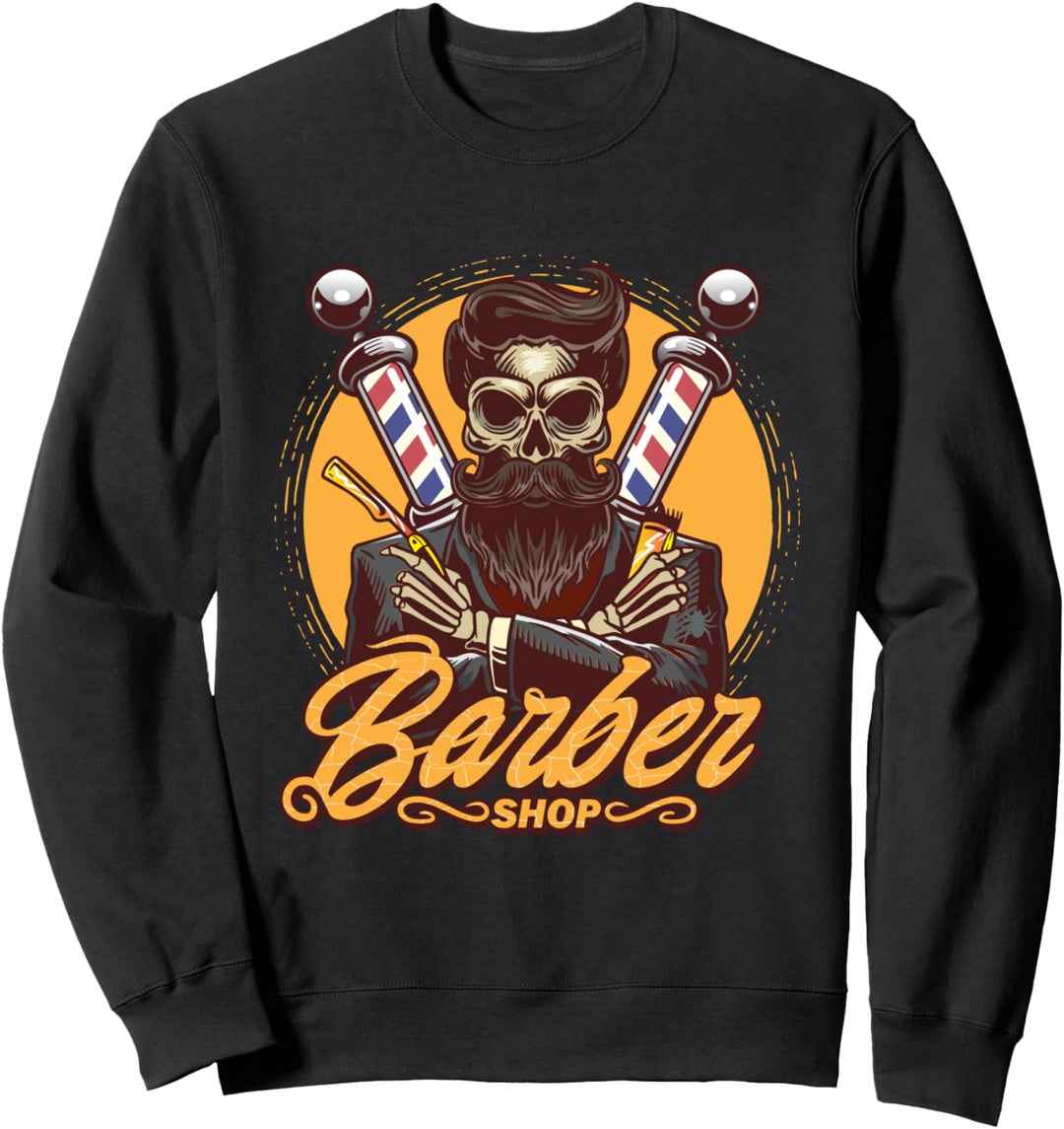Barbershop T-Shirt Cool Barber Skull Sweatshirt