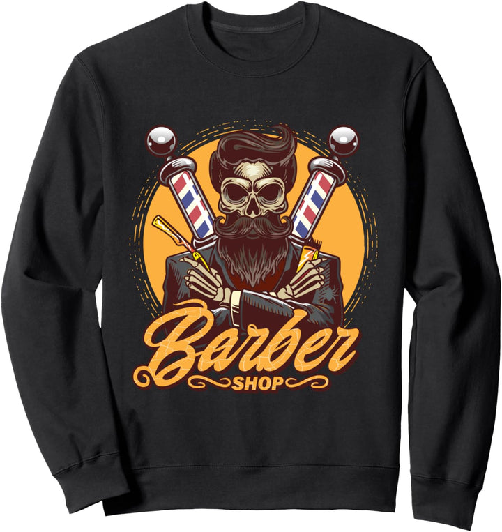 Barbershop T-Shirt Cool Barber Skull Sweatshirt
