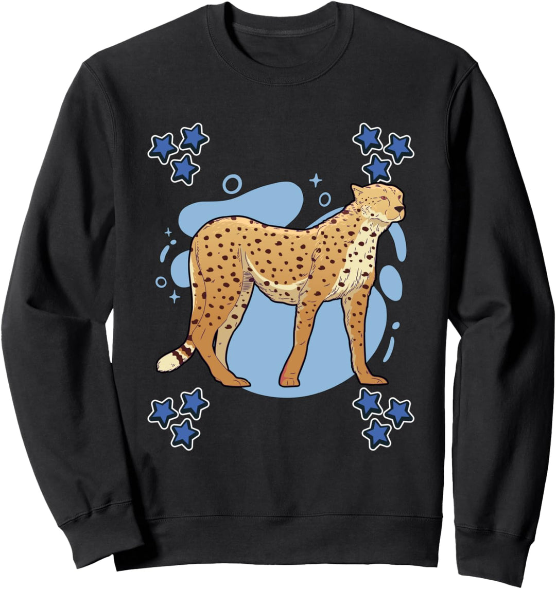 Herren Gepard Zeichnung Sterne Jungen Gepard Sweatshirt