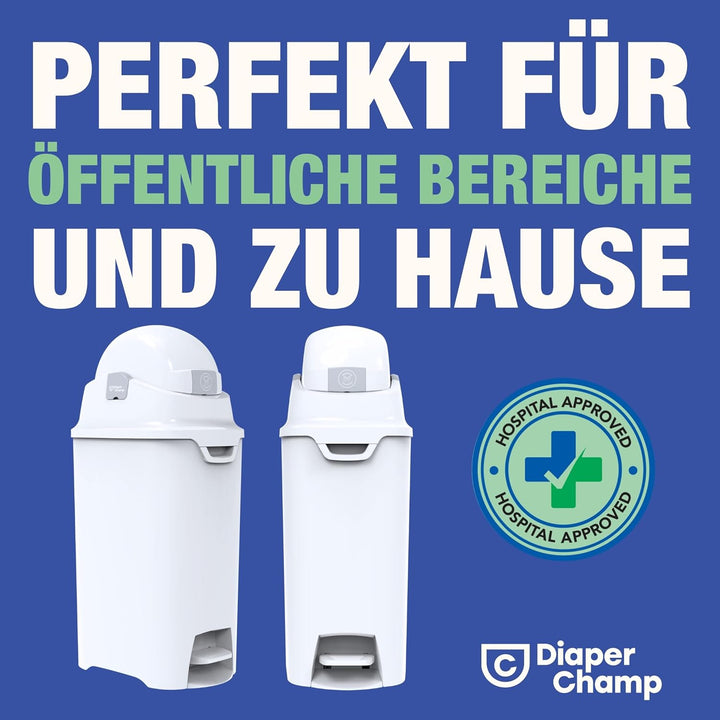 DIAPER CHAMP ONE Medium Handsfree mit Pedal - Windeleimer - geruchsdicht - berührungslose Bedienung