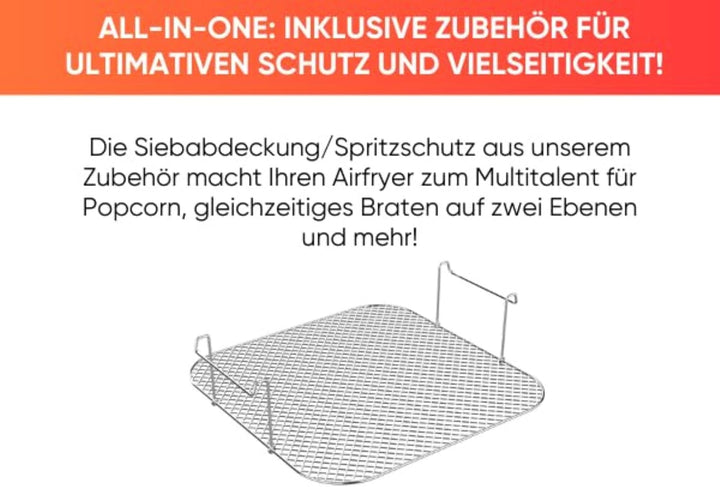 ERATEC AF-60 Heissluftfritteuse XXL 5,5L 1500W Air Fryer ohne Öl Heisluftfritöse mit LED Touchscreen
