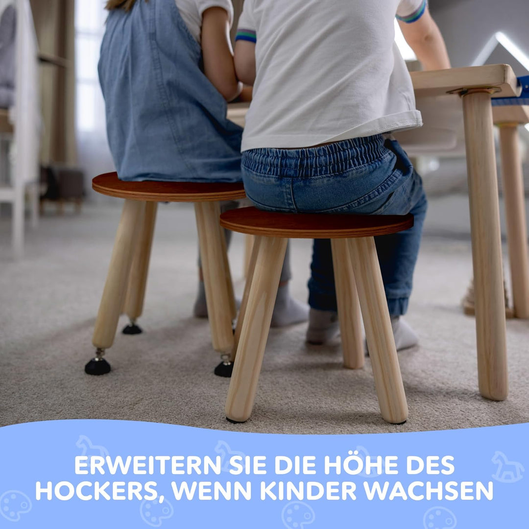Cateam Tritthocker aus Holz für Kinder und Kleinkinder – 2er-Set – Nussbaum – Kinderhocker mit auszi