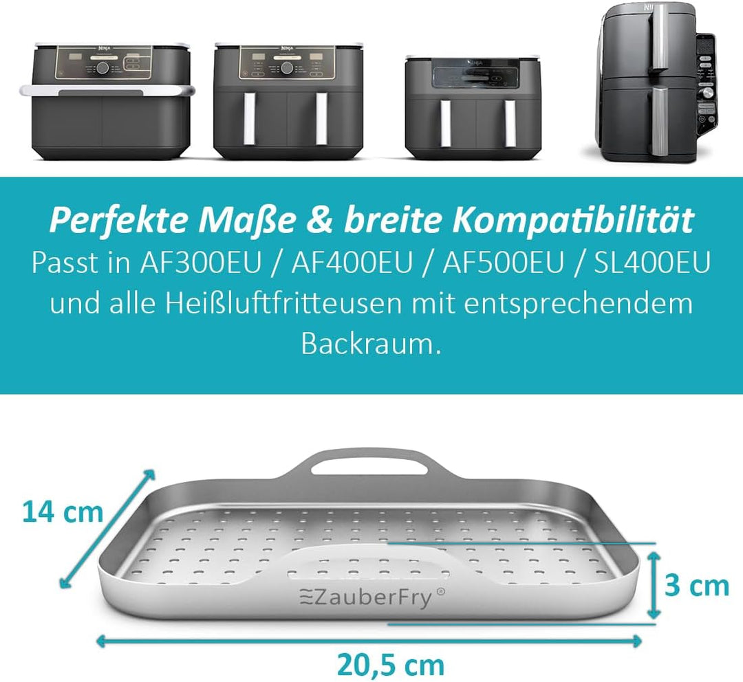 2er-Set Edelstahl-Pizzaeinsätze (rechteckig, gelocht) – kompatibel mit Ninja Heissluftfritteusen AF3