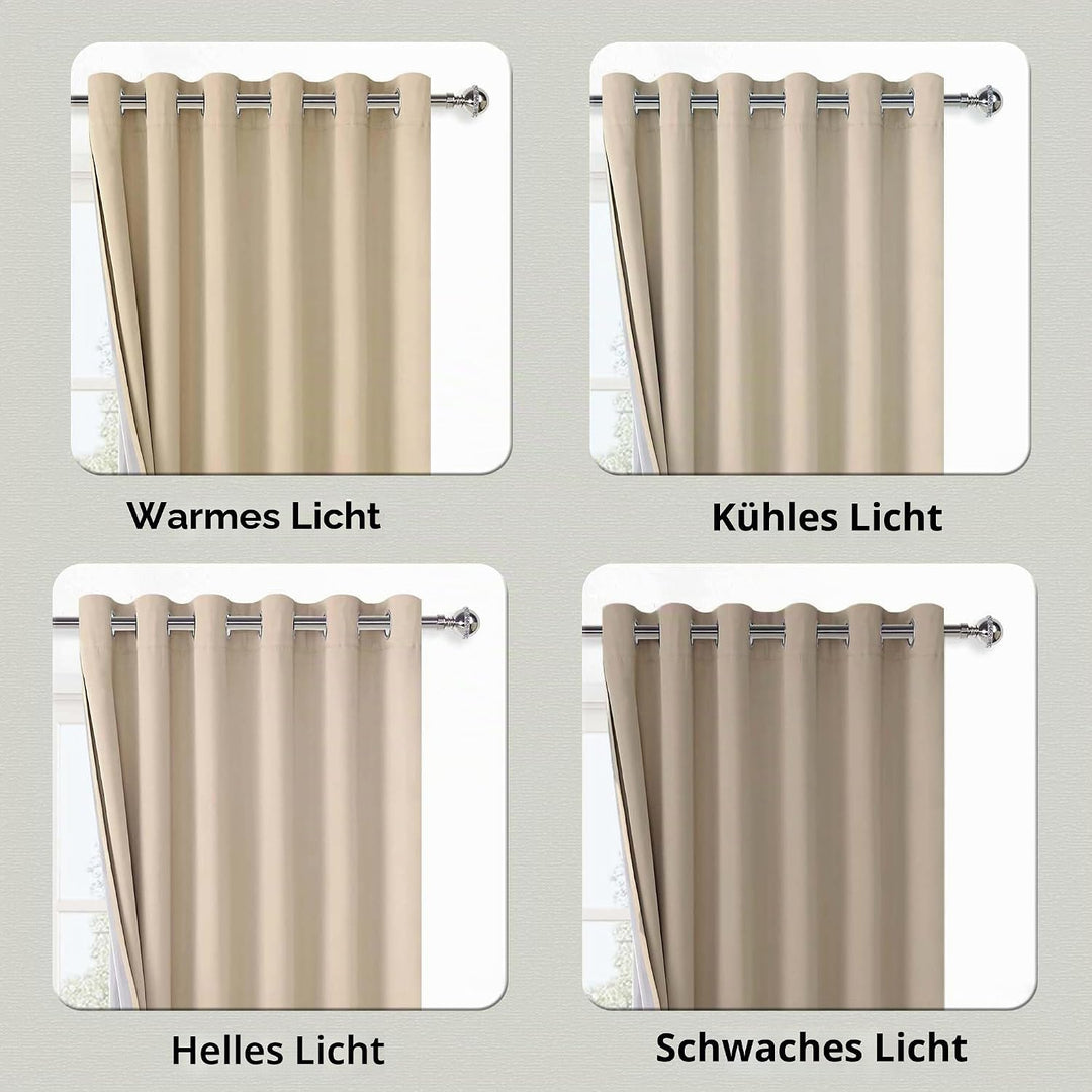 XWZO 100% Blickdicht Vorhänge, Doppellagige Dicker Verdunklungsvorhänge mit Ösen, Schallschutz Therm
