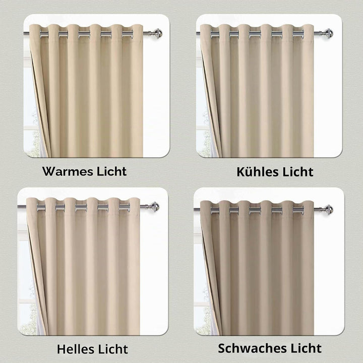 XWZO 100% Blickdicht Vorhänge, Doppellagige Dicker Verdunklungsvorhänge mit Ösen, Schallschutz Therm