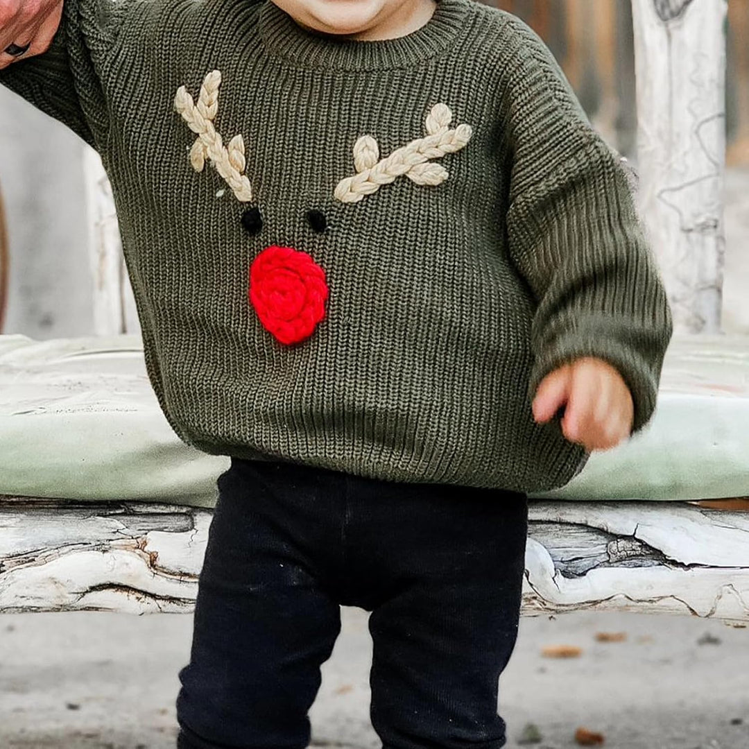 L&ieserram Baby Jungen Mädchen Weihnachten Gestrickt Pullover Jumper Weihnachtspullover Neugeborenen