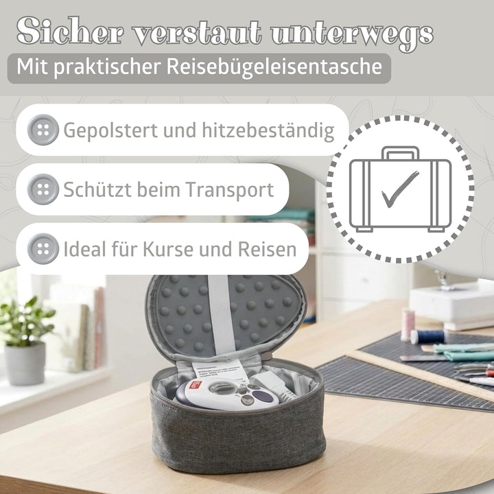 Semplix Bügelset 4-teilig mit Prym Mini-Dampfbügeleisen – Diamond Design mit Bügelunterlage, Silikon