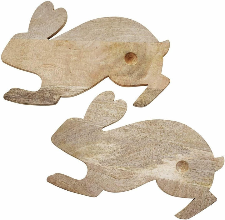 LOBERON Frühstücksbrett 2er Set Doraline, Niedliche Hasenform, Integrierte Eimulde, Tischaccessoires