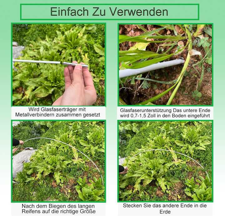 YUNSTK Gewächshausreifen Fiberglas, 20Pcs Gewächshaus Hoops, Folientunnel Bögen für Hochbeet, Rostfr