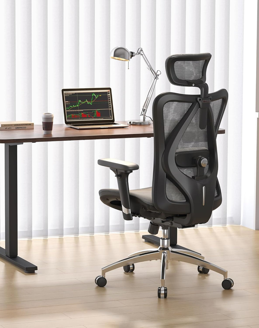 SIHOO Ergonomischer Bürostuhl, Chefsessel mit 3D verstellbare Armlehne und Lendenwirbelstütze, Hautf