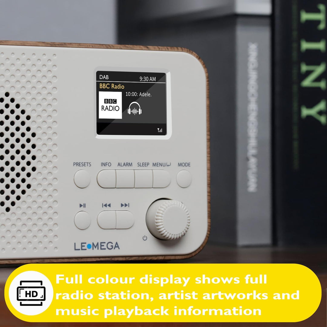 Tragbares DAB+-Radio mit Bluetooth | Wiederaufladbarer Akku mit 15 Stunden Spielzeit oder Netzbetrie
