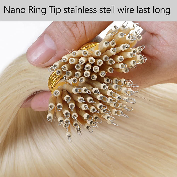 SEGO Nanoring Extension Echthaar 1g Loop Haarverlängerung Haarteile 50 Strähnen Glatt 100% Remy Huma