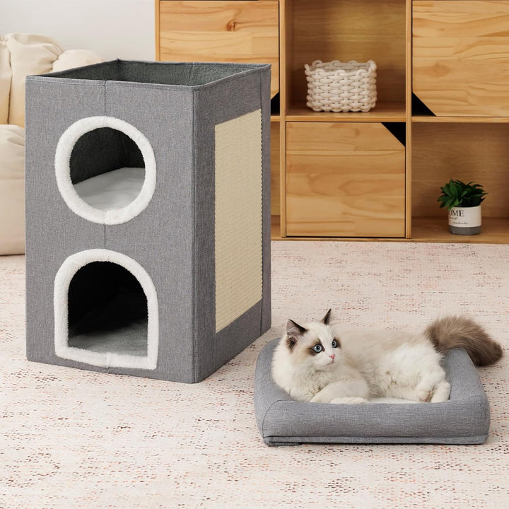 FURRYPAWS Katzenhöhle – Ideal für Katzenhaus Indoor und Outdoor, gemütliche Katzenhöhle für Katzen,