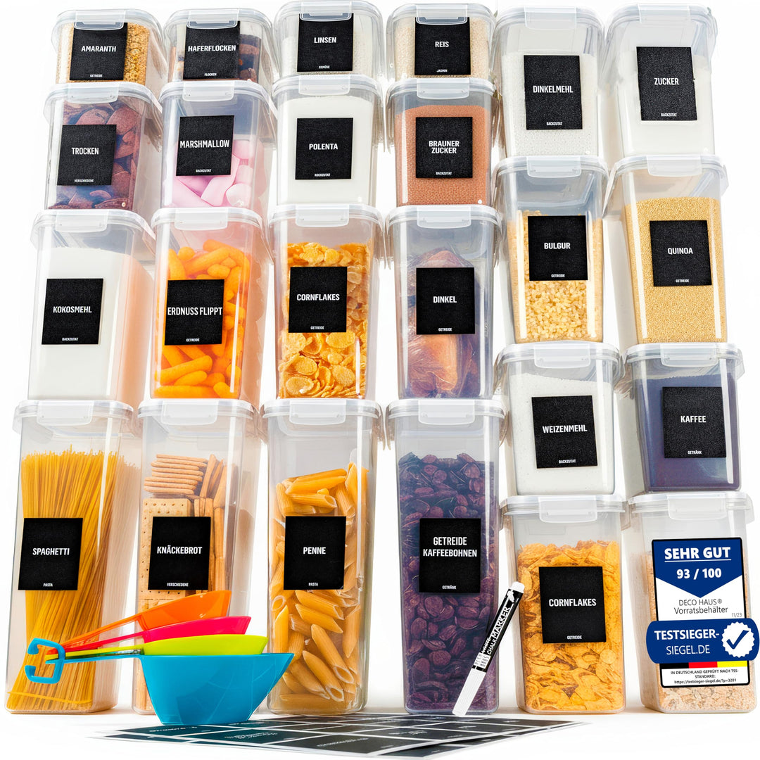 Deco haus® Vorratsdosen mit Deckel 24 Set L - Aufbewahrungsbox Küche Luftdicht Vorratsbehälter - Fri