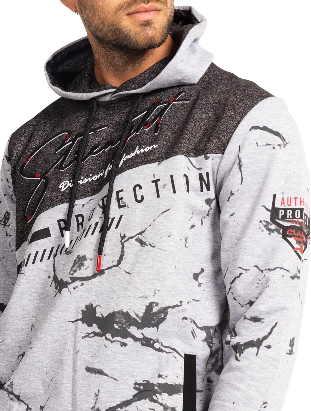 Subliminal Mode Herren-Kapuzen-Sweatshirt, langärmlig, zweifarbig, mit Tasche, lässiger Stil, Basic,