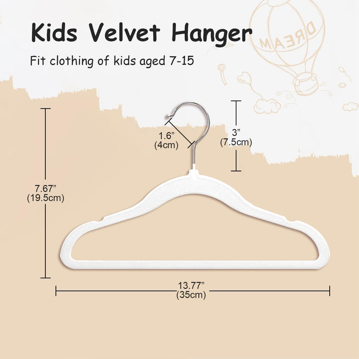 Stormix Kinder Kleiderbügel 32er-Pack, 35cm rutschfeste Kleiderbügel für Kinder, Samt-Kleiderbügel m