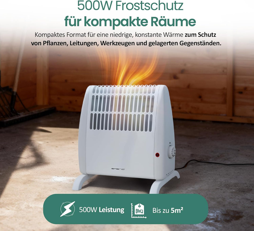 EMERIO Frostwächter | 500W Heizleistung | elektrische Heizung | Halt Räume frostfrei | regelbarer Th