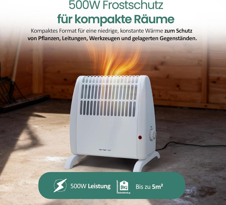 EMERIO Frostwächter | 500W Heizleistung | elektrische Heizung | Halt Räume frostfrei | regelbarer Th