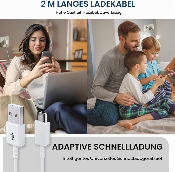 2-Pack USB Ladegerät Ladekabel für Samsung Galaxy A54 A53 A51 A34 A14 A13 M54 M53 M34 M33 M14 M13 5g