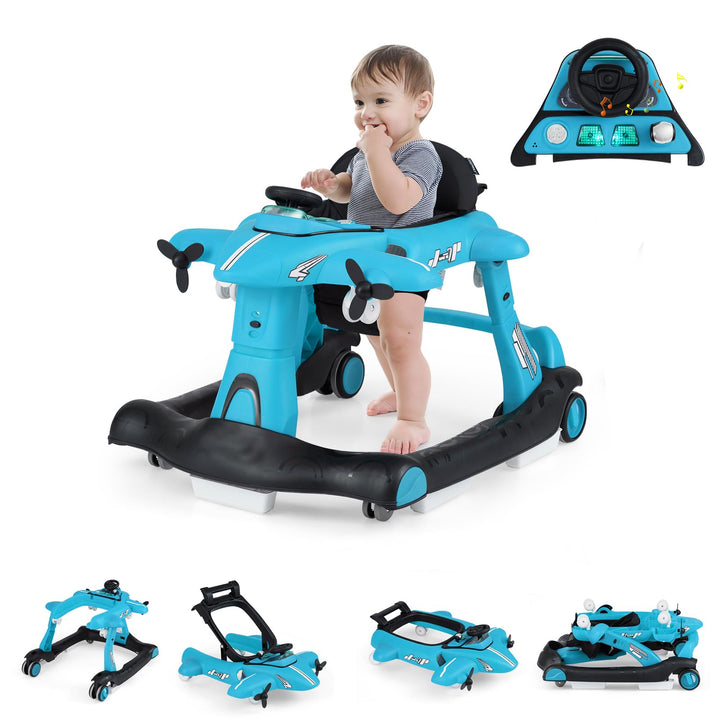 GOPLUS 6 in 1 Lauflernhilfe, Lauflernwagen mit einstellbarer Geschwindigkeit & 3 Höhen, Esstablett,